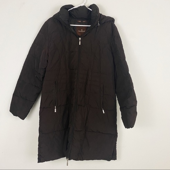 MONCLER chocolate brown long puffer coat - Picture 1 of 16